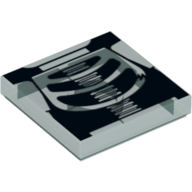Lego Tile 2 x 2 with Black Chest X-Ray Print / Trans-Light Blue