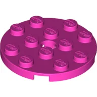 Plate Round 4 x 4 with Pin Hole / Dark Pink