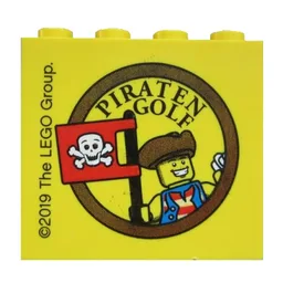 Brick 2 x 4 x 3 with 'PIRATEN GOLF' Print / Yellow