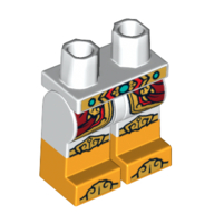 Lego Hips with White Legs and Bright Light Orange Boots Pattern with Gold Belt, Toes, Knees, Dark Red Lapels print