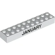 Brick 2 x 10 with Black 'JANUARY' / 'FEBRUARY' Print