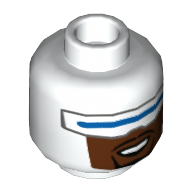 Lego Minifig Head Frozone, Wide Blue Visor, Reddish Brown Lower Face with Black Goatee Print / White