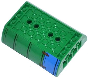 Lego Slope, Curved 6 x 8 x 2 Inverted Double with Blue and Green Metal Sheets Pattern on Both Sides (Stickers) - Set 79120