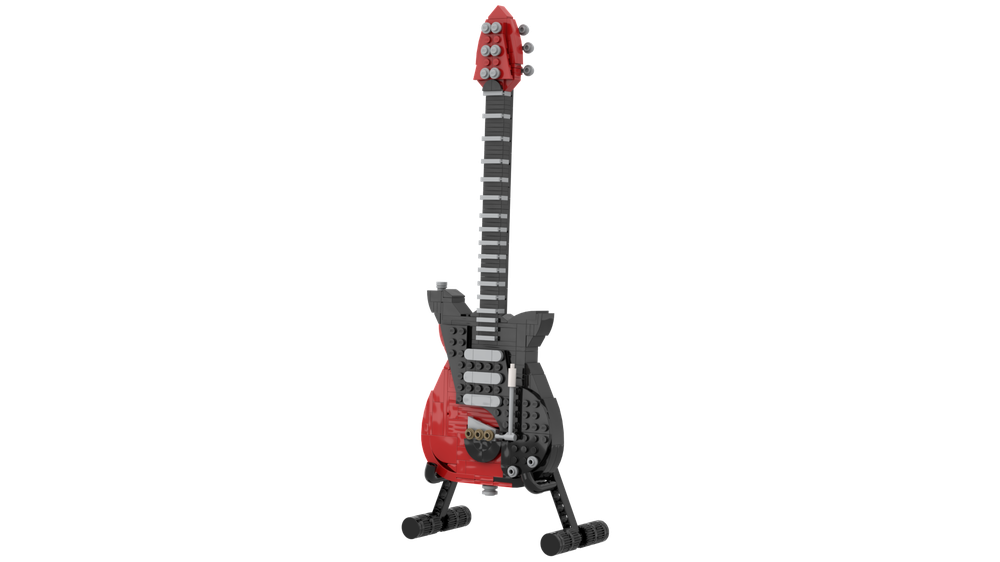 Lego BMG Brian May custom built Guitar Red Special & Display stand