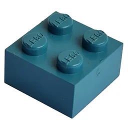 Modulex Brick 2 x 2 with LEGO on Studs / Modulex Teal Blue