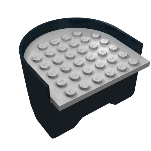Lego Boat Hull Section, Stern 6 x 6 x 3 1/3 with Light Gray Deck / Black