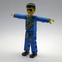 Technic Figure Blue Legs, Blue Top with Technic Logo, Black Hair and Sunglasses / [No Color/Any Color]