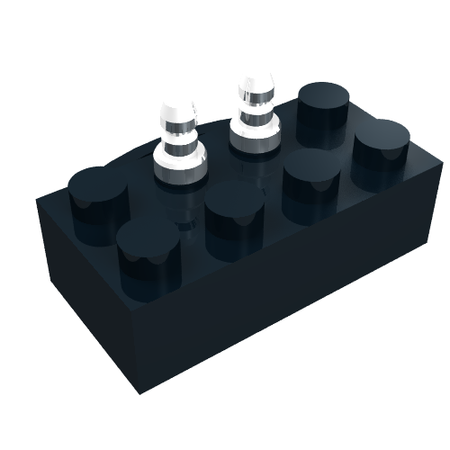 Lego Brick 2 x 4, 12V with Power Pickups for Train Motor and Solid Pins / Black