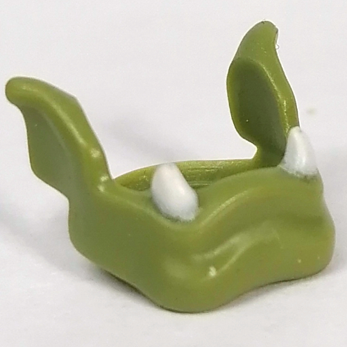 Lego Minifig Neckwear Orc Lower Jaw with White Fangs Pattern / Olive Green