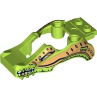 Fairing, Fly Wheel, Crocodile Shape with Gold and White Crocodile Print / Lime