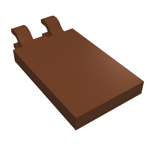 Lego Tile Special 2 x 3 with 2 Clips [Thick Open O Clips] / Reddish Brown