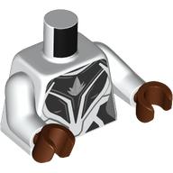 Lego Torso, Black Armor, White Decorations, Silver Symbol print, White Arms, Reddish Brown Hands / White