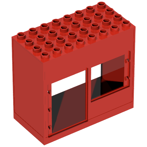 Lego Duplo Building 4 x 8 x 6 with Front Door and Window / Red