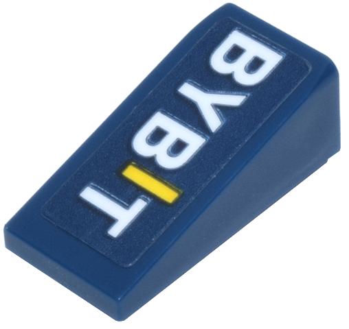 Lego Slope 18 2 x 1 x 2/3 with White and Yellow 'BYBIT' Logo Pattern Model Right Side (Sticker) - Set 77243
