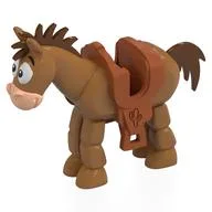 Animal, Horse 'Bullseye' with Tan Face, Dark Orange Saddle, Dark Brown Mane, Tail Print / Medium Nougat