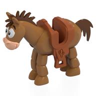 Lego Animal, Horse 'Bullseye' with Tan Face, Dark Orange Saddle, Dark Brown Mane, Tail print / Medium Nougat