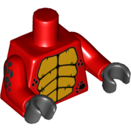 Lego Torso Yellow Dragon Stomach Print, Red Arms with Black Scales Print, Black Hands / Red