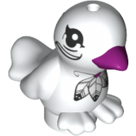Lego Animal, Bird, Two Feet with Magenta Beak and Feathers Print / White