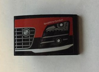Lego Slope, Curved 3 x 2 with 'quattro GmbH', Headlight and Front Bumper Pattern Model Left Side (Sticker) - Set 75873