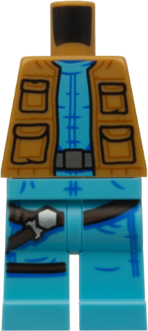 Lego Body SMART Minifigure, Torso with Medium Azure Hips and Legs with Greedo, Jacket with Pockets, Belt, Holster, and Dark Azure Fold Lines Pattern