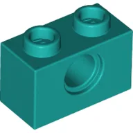 Technic Brick 1 x 2 [1 Pin Hole] / Dark Turquoise