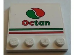 Tile, Modified 4 x 4 with Studs on Edge with Red and Green Stripes and Octan Logo Pattern (Sticker) - Set 7747