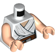 Lego Torso Robe with Light Nougat Neck and Reddish Brown Belt Print, Light Nougat Arms and Hands / White