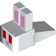 Animal Body Part, Rabbit Head Blocky with Red Eyes, Bright Pink Ears, Nose Print / White
