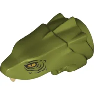 Animal / Creature Body Part, Snake / Dragon Head Upper Jaw with 3 Ridges, Yellow Eyes Print / Olive Green