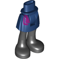 Lego Minidoll Hips and Short Skirt Dark Blue Skirt with Magenta Decoration, Black Boots / Dark Blue