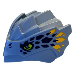 Creature Body Part, Dragon Head Riyu with Lime Eyes, Dark Blue / Bright Light Orange Marking Print / Sand Blue