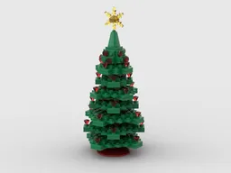 Christmas tree Green with red decorations Winter Village