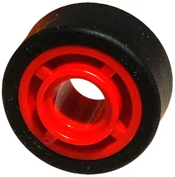 Wheel 11mm D. x 8mm with Center Groove, 4 Spokes with Black Tire 14mm D. x 6mm Solid Smooth (42610 / 50945) / Red