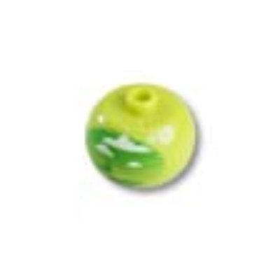Lego Pen Bead, Round Orb with Clouds Print / Lime