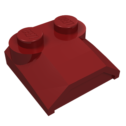 Lego Brick Curved 2 x 2 x 2/3 Two Studs and Lip End / Dark Red