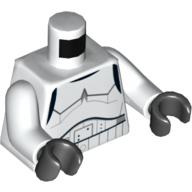 Lego Torso Armor Stormtrooper, Detailed Armor without Shoulder Belts Print (Rebels Cartoon Style), White Arms, Black Hands / White