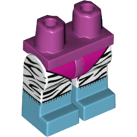 Lego Hips with White Legs and Medium Azure Boots Pattern with Magenta Leotard, Back Zebra Stripes Print / Magenta