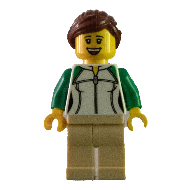 Lego Woman - White Sweatshirt, Tan Legs, Reddish Brown Hair