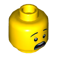 Lego Minifig Head Henry, Eyebrows, Scared / Closed Eyes Crying Print / Yellow