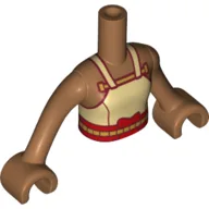Minidoll Torso Girl with Tan Top, Red Trim, Medium Nougat Arms and Hands / Medium Nougat