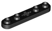 Technic Plate 1 x 5 with Smooth Ends, 4 Studs and Centre Axle Hole / Black