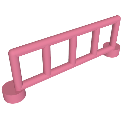 Lego Duplo Fence / Rail 1 x 6 with 5 Rails / Medium Dark Pink