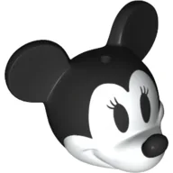 Minifig Head Special with Black Mouse Ears and Nose, White Face, Eyelashes Print
