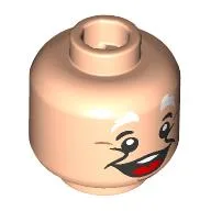 Minifig Head Happy, Thick White Eyebrows, Cheeks, Open Mouth Smile Without/With Teeth / Light Nougat