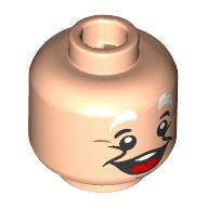 Lego Minifig Head Happy, Thick White Eyebrows, Cheeks, Open Mouth Smile Without/With Teeth / Light Nougat