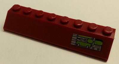 Lego Slope 45 2 x 8 with Silver and Lime Mechanical Pattern Model Left Side (Sticker) - Set 7298