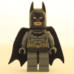 Batman, Dark Bluish Gray Suit, Black Cape and Cowl, Light Nougat Head, Black Hips, Muscle Outline