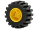 Wheel 11mm D. x 12mm, Hole Notched for Wheels Holder Pin with Black Tire 21mm D. x 12mm - Offset Tread Small Wide (6014b / 6015) / Yellow