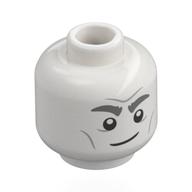 Lego Minifig Head The Bloody Baron, Thick Dark Bluish Grey Eyebrows, Cheek Lines, Lopsided Smile / Lopsided Frown / White