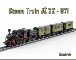 JŽ 22-071 Steam Train MOC (Locomotive, Powered Tender, Postal & Passenger Cars)